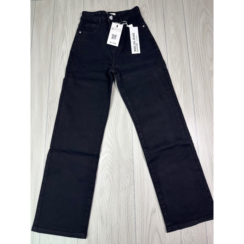 Katch Me Black Wide Leg Jeans Premium‎ Denim Original Design XS EUR34
